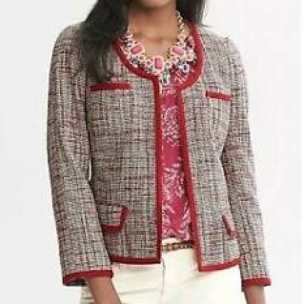Beautiful Red Piped Tweed Jacket